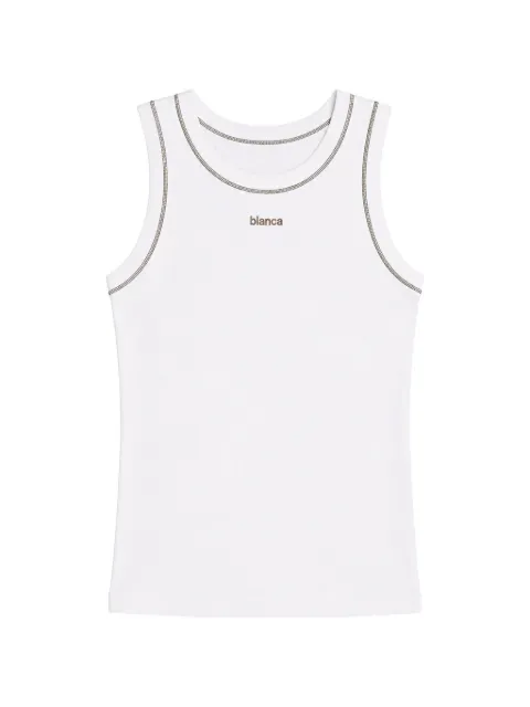 Blanca Sport Kids logo-embroidered ribbed-knit tank top