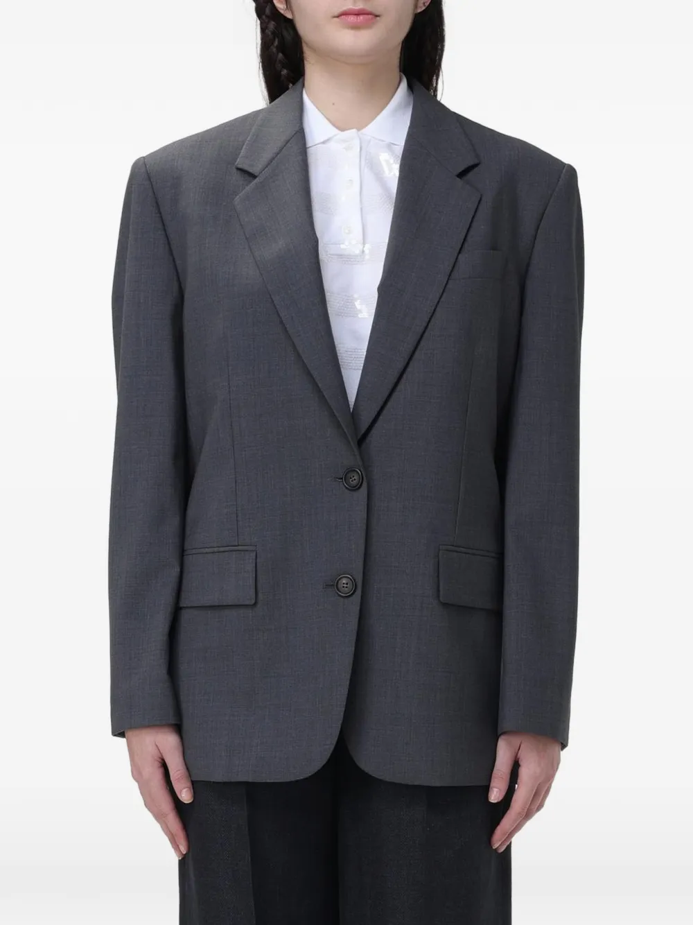 Brunello Cucinelli single-breasted wool blazer - Grigio