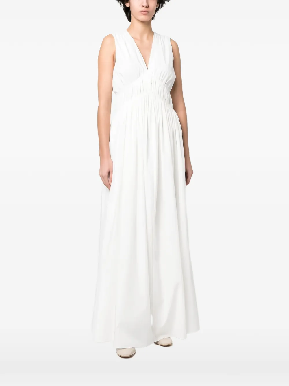 Brunello Cucinelli ruched sleeveless maxi dress - White