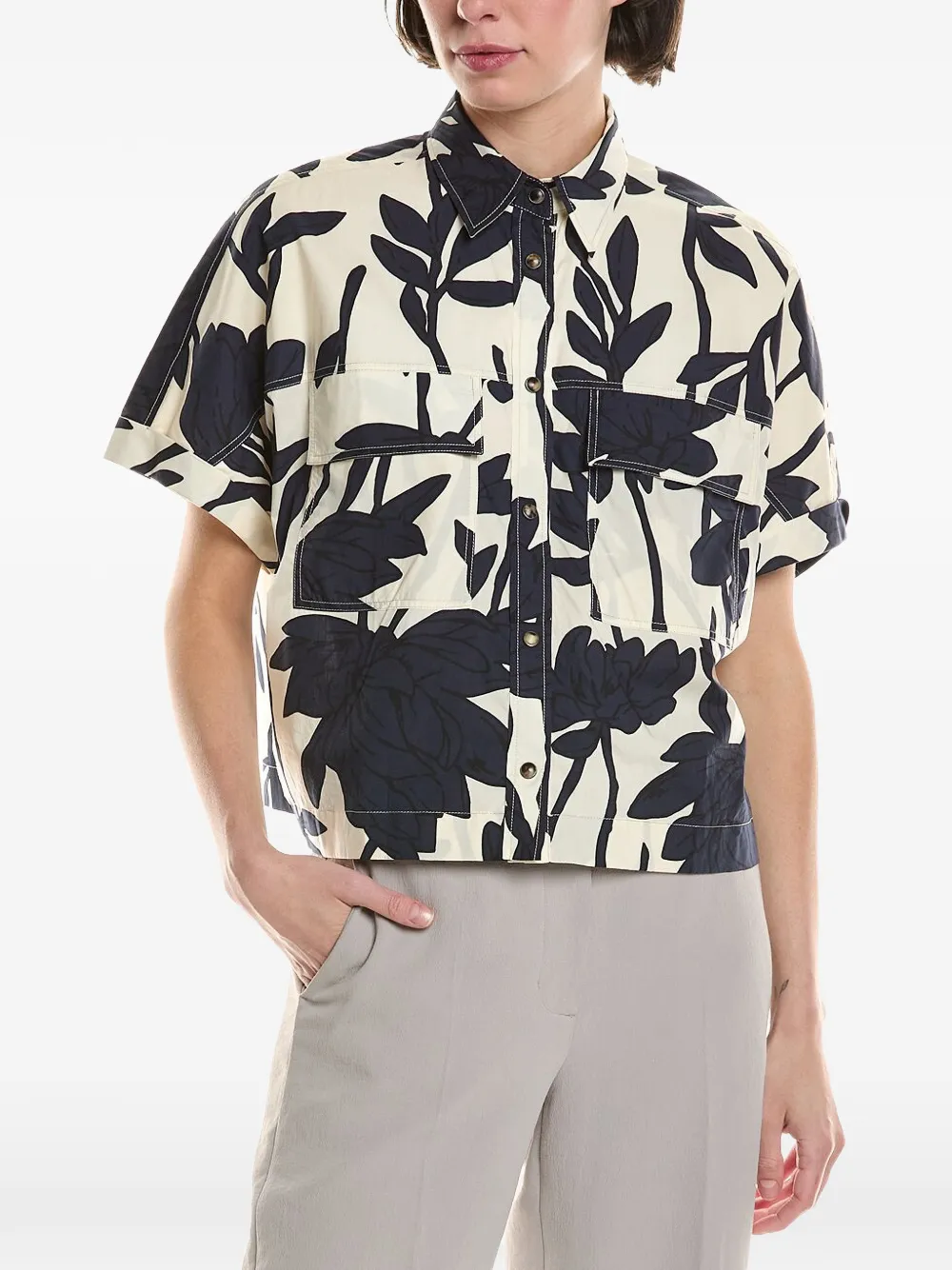 Brunello Cucinelli floral-print short-sleeve shirt - Nude
