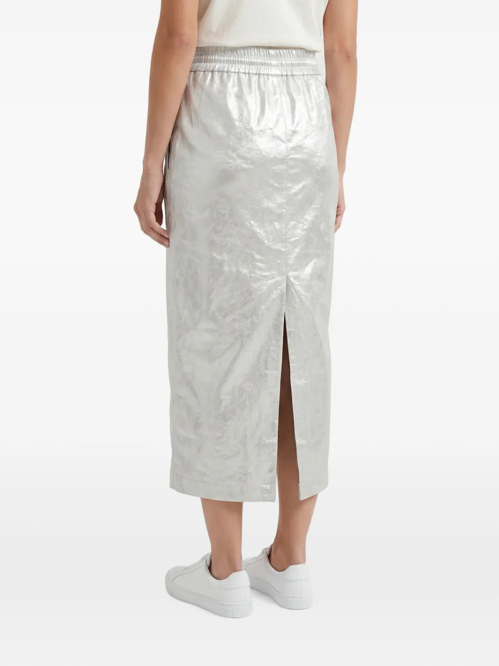  Brunello Cucinelli Metallic-effect Drawstring Skirt - Plateado 