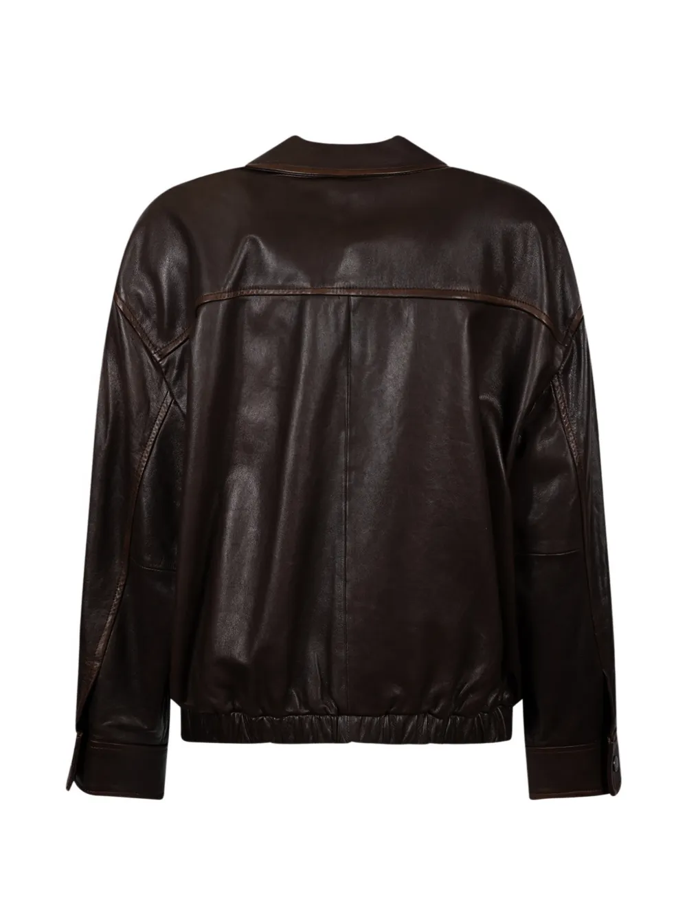  Weekend Max Mara Zip-up Leather Jacket - Marrón 