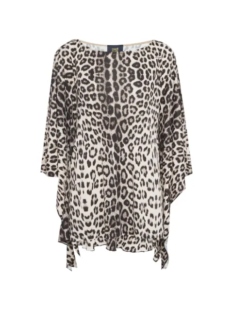 Roberto Cavalli top tipo caftán con animal print
