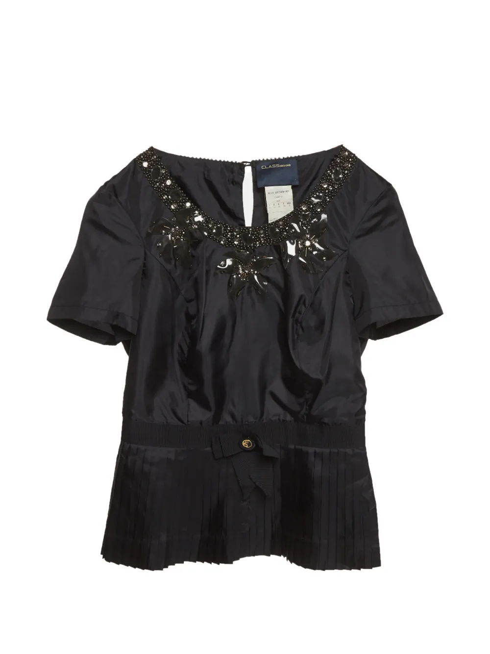 Cavalli Class bead-embellished pleated blouse - Nero