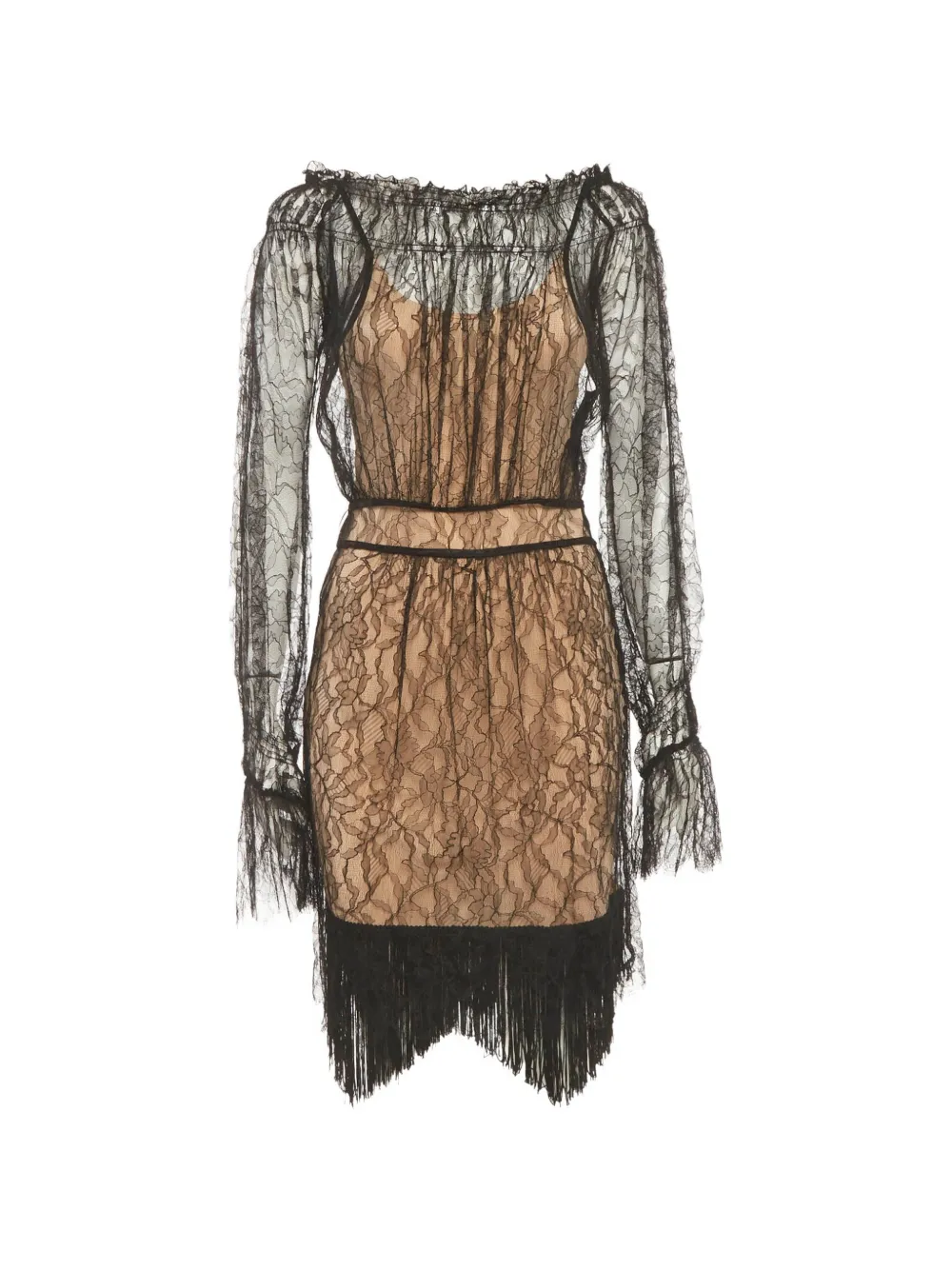 Roberto Cavalli lace off-shoulder mini dress - Schwarz