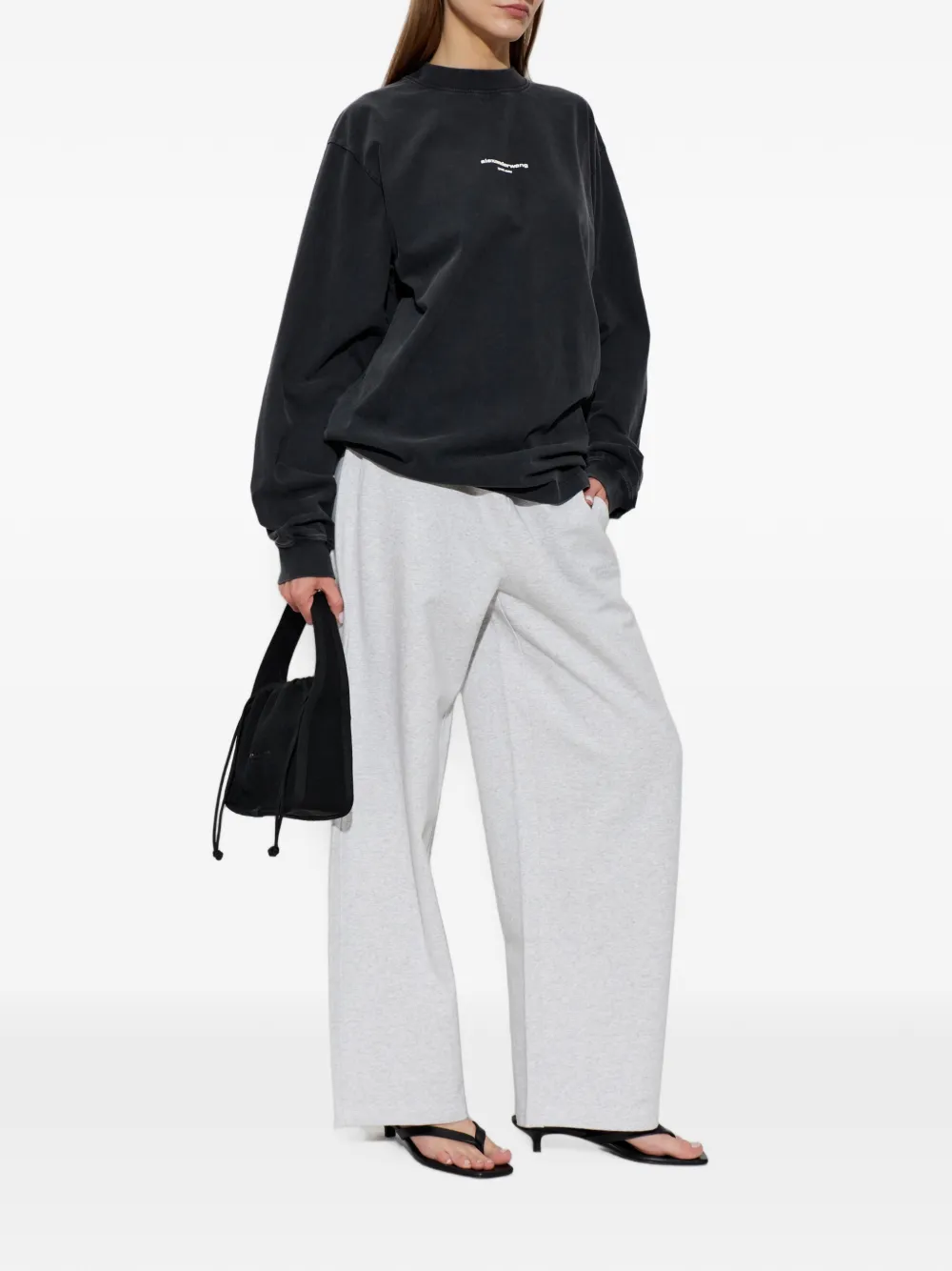 Alexander Wang Trainingsbroek met wijde pijpen en logo-reliëf Grijs