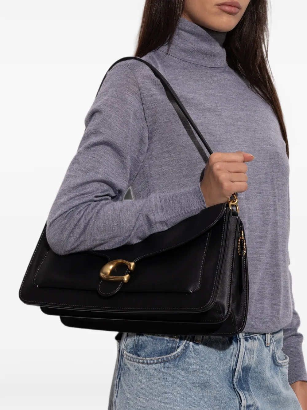 Coach Tabby 36 leren schoudertas Zwart
