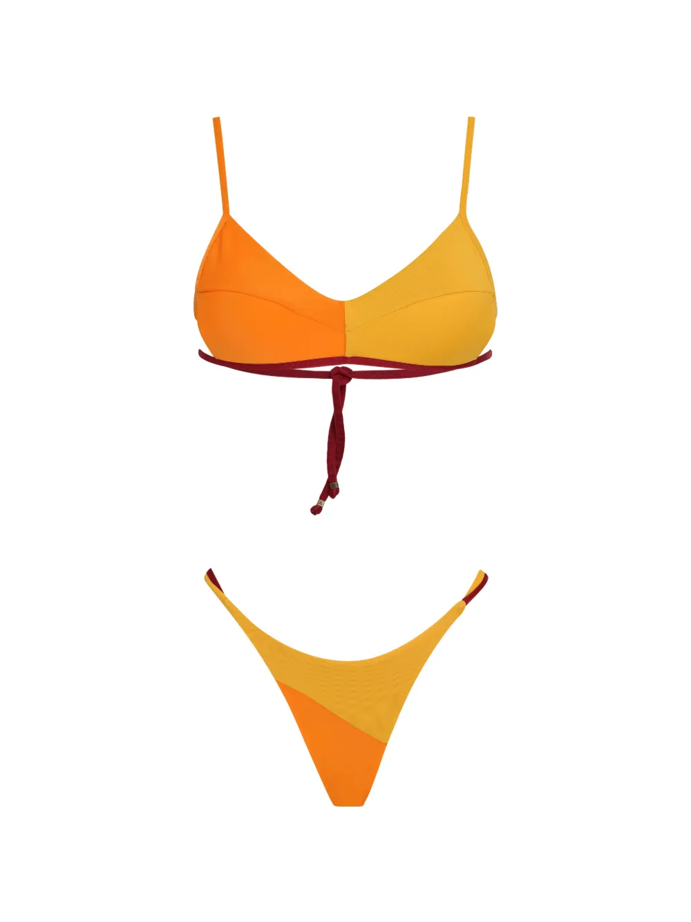 Amir Slama x Tati Barbieri Triangel-Bikini in Colour-Block-Optik - Orange