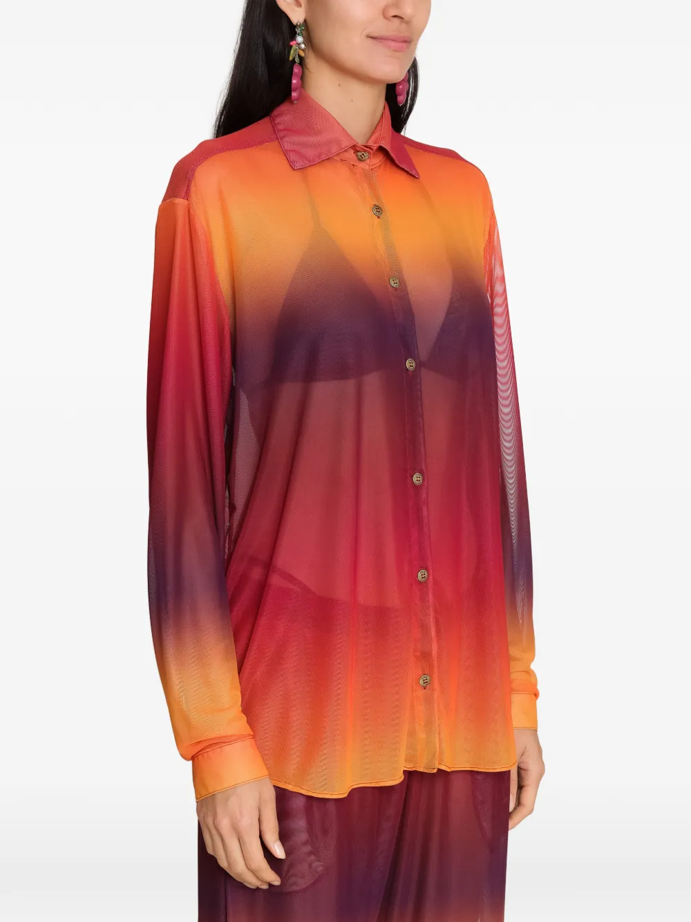 Amir Slama x Tati Barbieri mesh blouse met kleurverloop Oranje