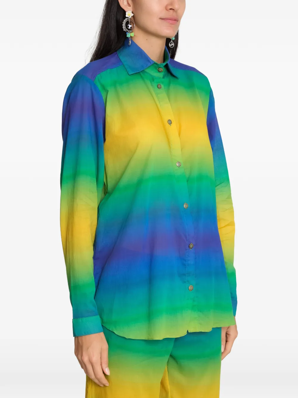 Amir Slama x Tati Barbieri blouse met kleurverloop en lange mouwen Blauw