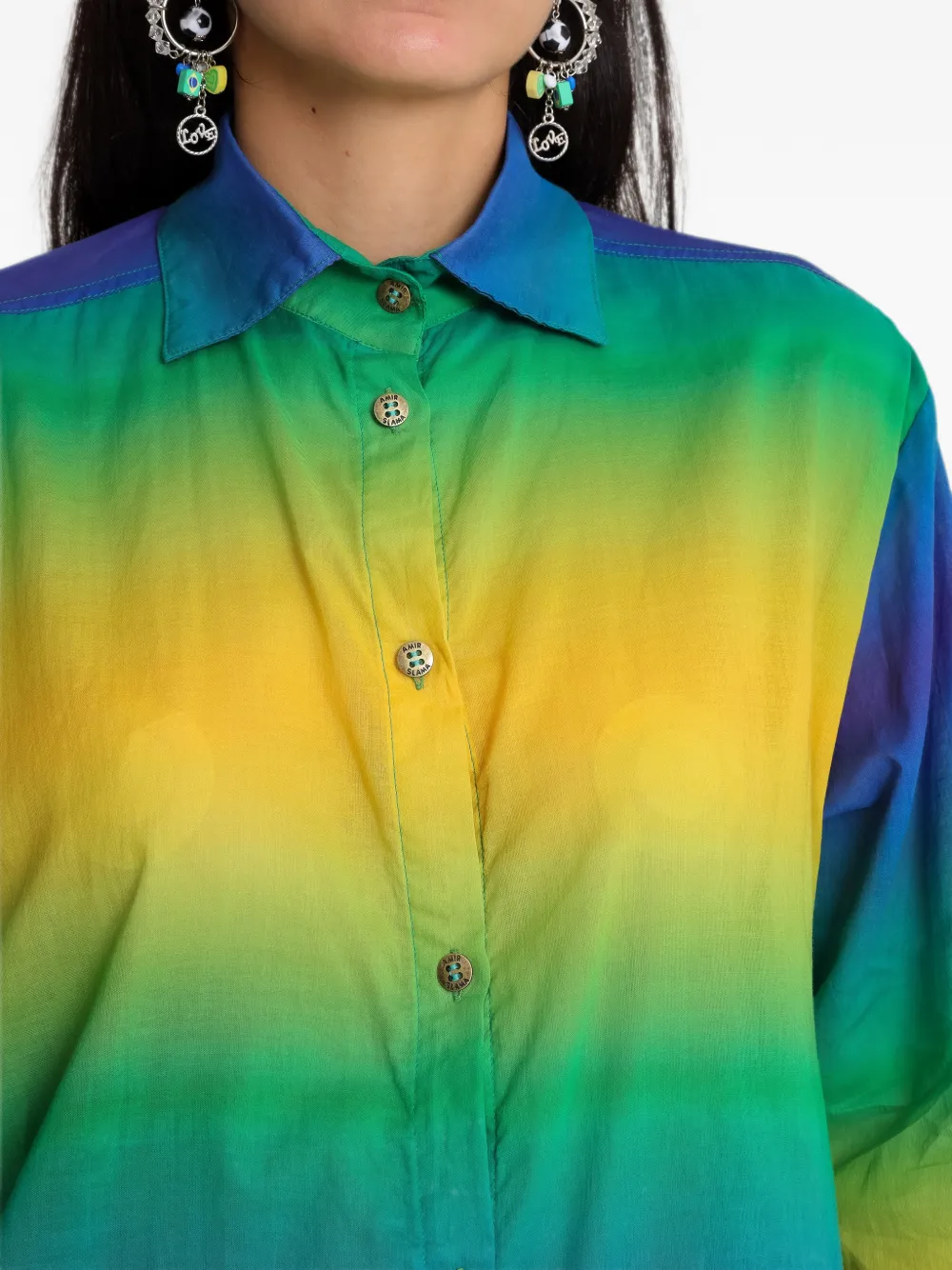 Amir Slama x Tati Barbieri blouse met kleurverloop en lange mouwen Blauw