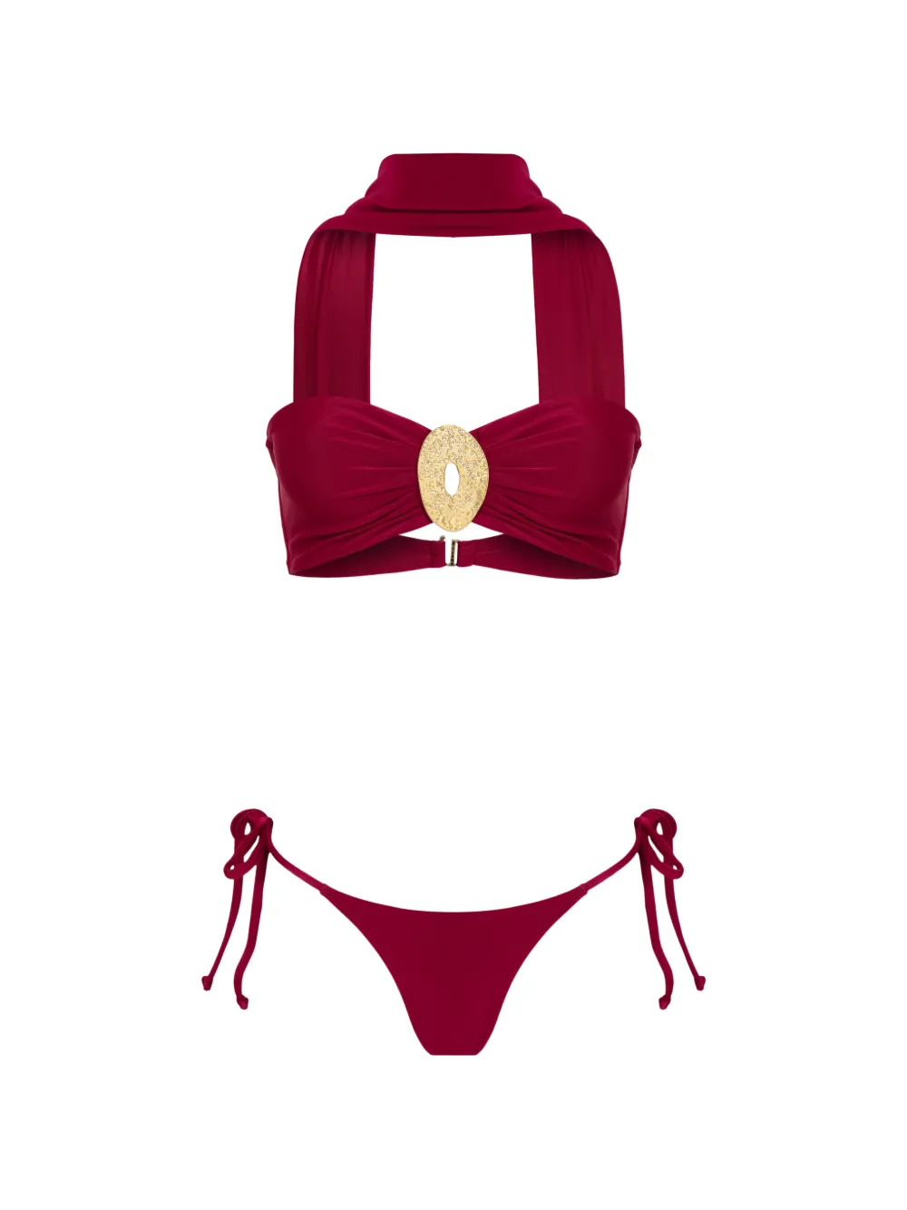 Amir Slama x Tati Barbieri Neckholder-Bikini mit gehämmertem Effekt - Rot