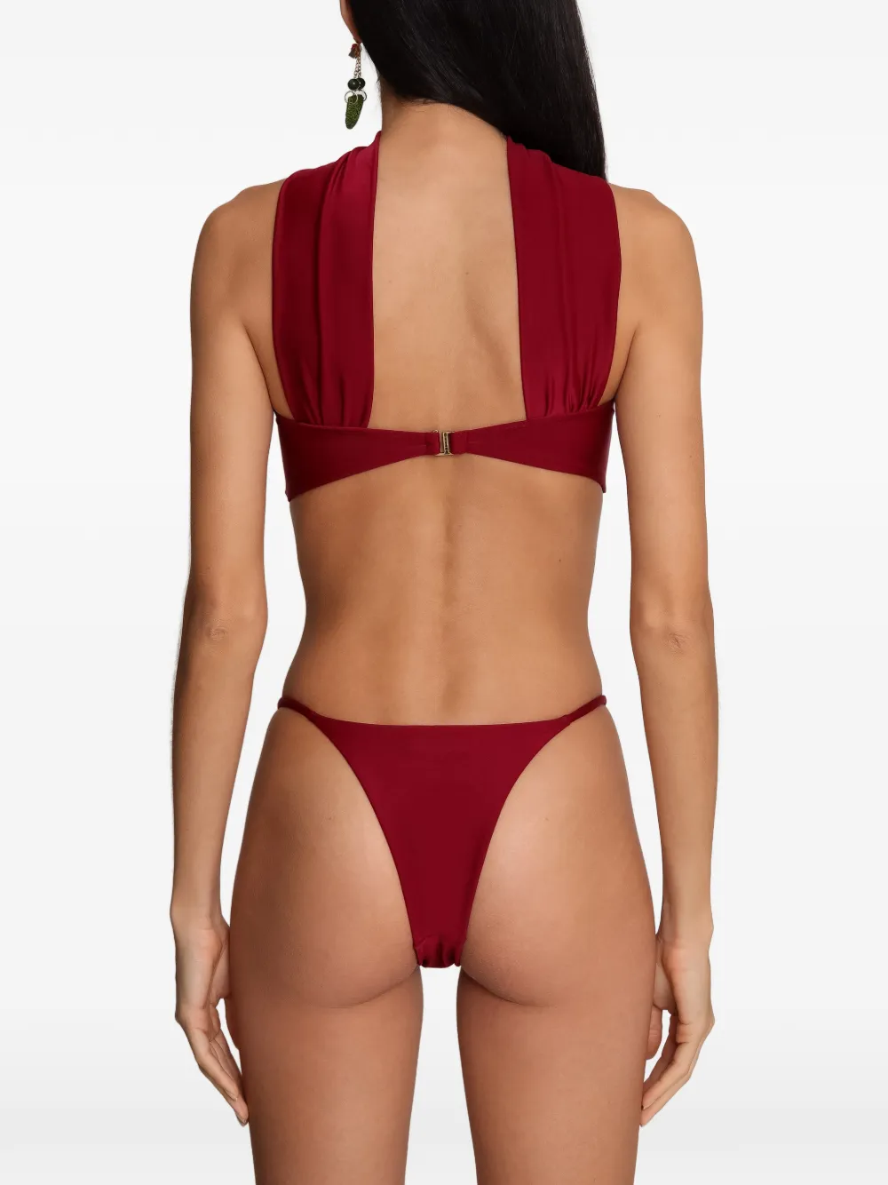 Amir Slama x Tati Barbieri bikini met halternek en gehamerd effect Rood