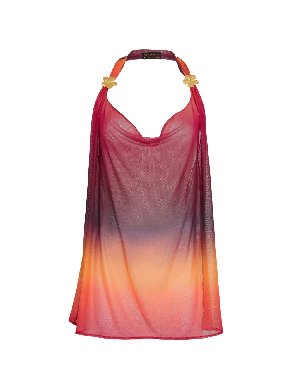 Amir Slama x Tati Barbieri Neckholder-Kaftan aus Ombré-Mesh - Rosa