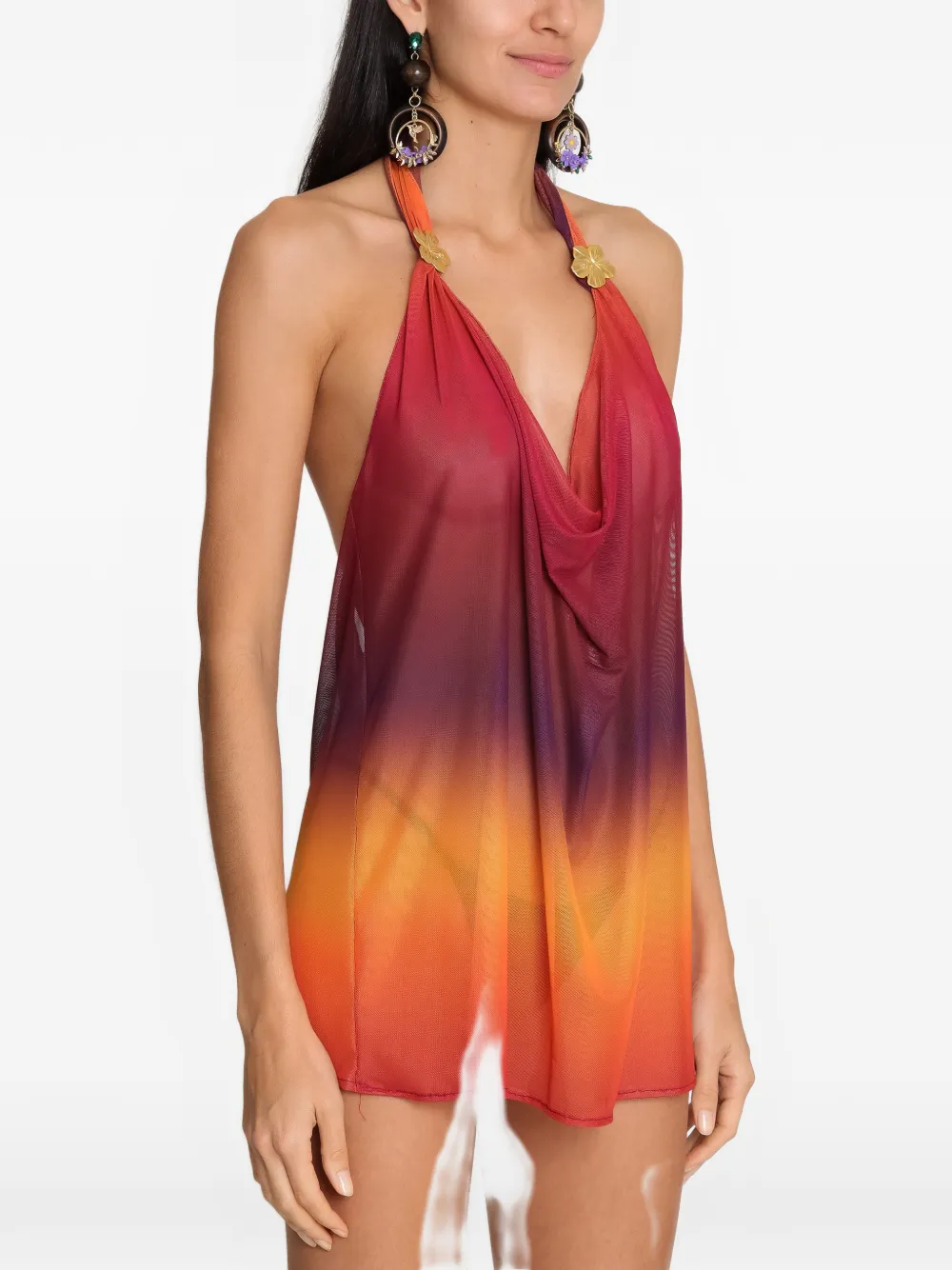 Amir Slama x Tati Barbieri strandhoes met halternek en ombré-mesh Roze