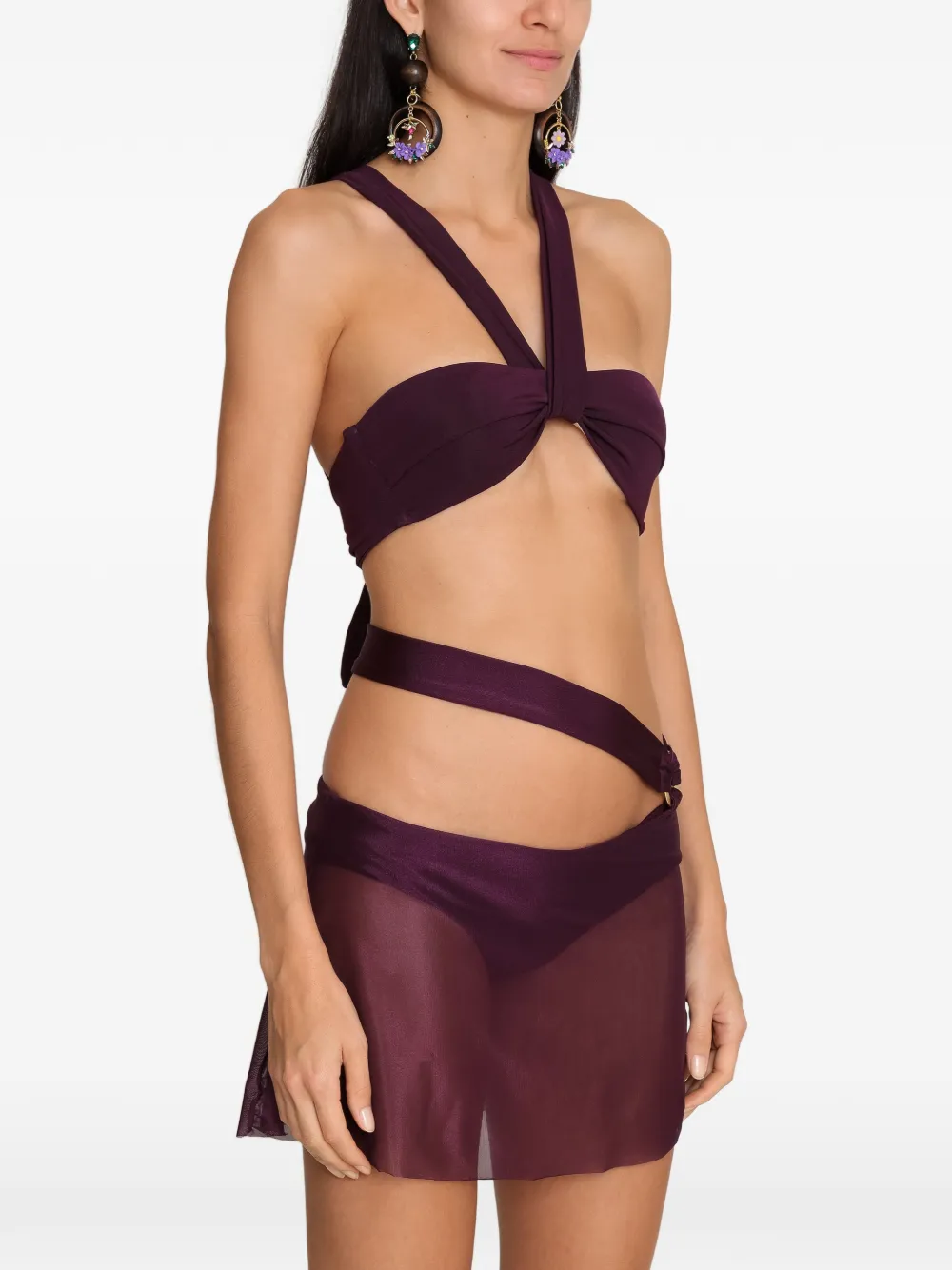 Amir Slama x Tati Barbieri bikini met mesh vlak en uitgesneden details Paars
