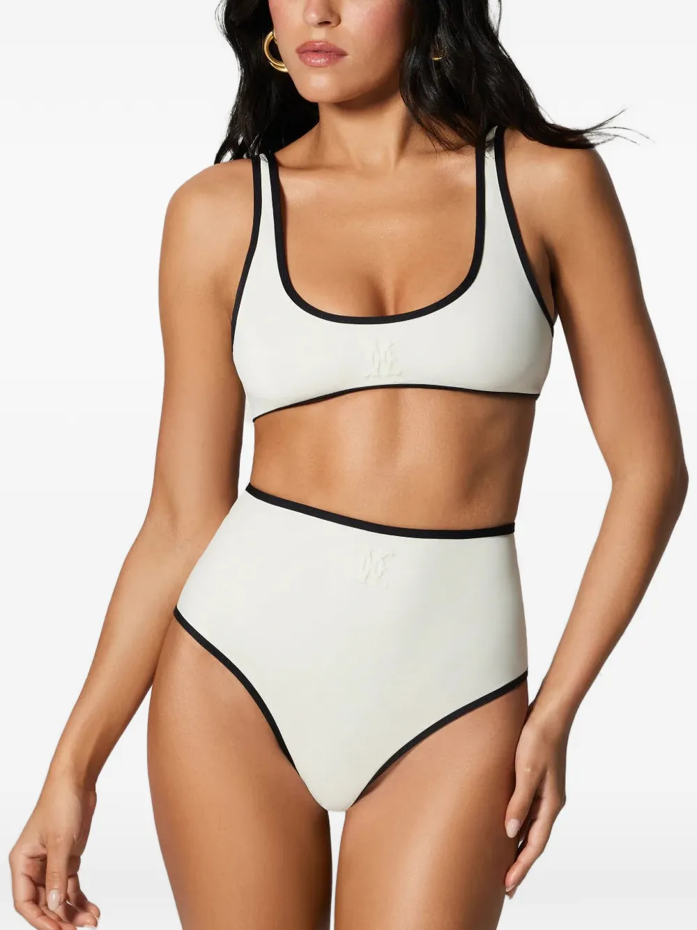 Kiki de Montparnasse High waist bikinislip met contrasterende afwerking Wit