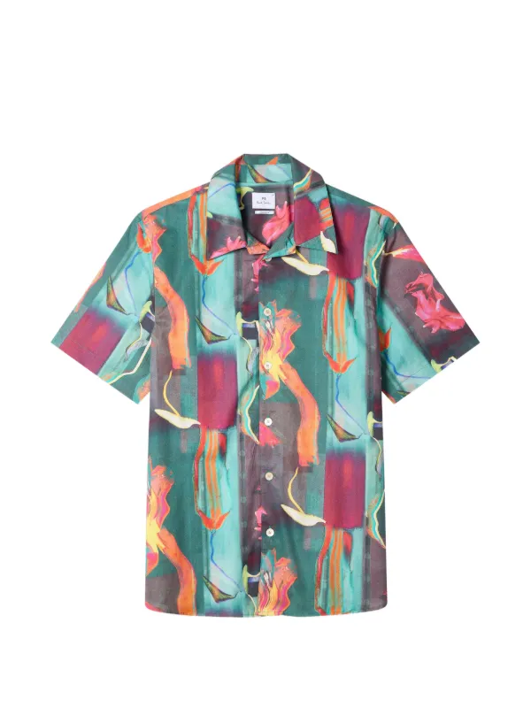 PS Paul Smith Glitch Floral Print Shirt | Green | FARFETCH