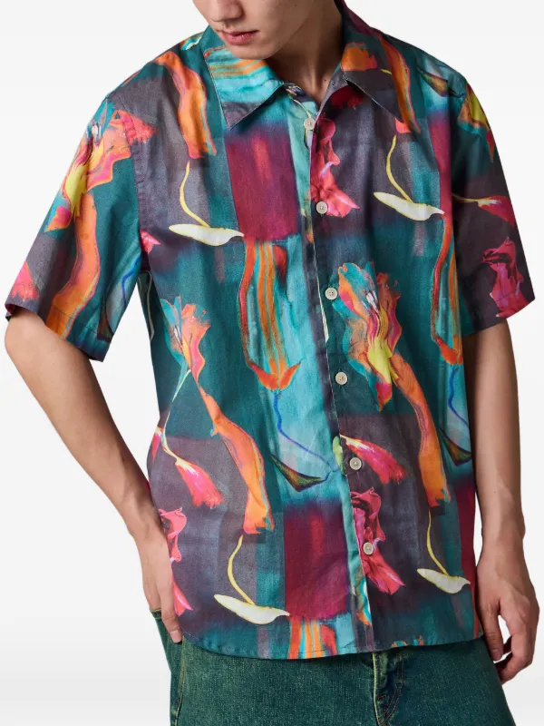 PS Paul Smith Glitch Floral Print Shirt | Green | FARFETCH