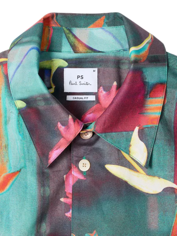 Paul Smith Glitch Floral プリント オープンカラーシャツ PS Paul Smith Glitch Floral Print Shirt | Green | FARFETCH