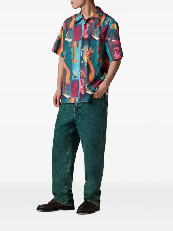 PS Paul Smith Glitch Floral Print Shirt | Green | FARFETCH