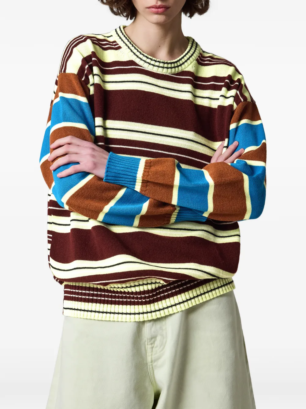 Paul Smith Striped Crew-neck Sweater in Brown, view 3