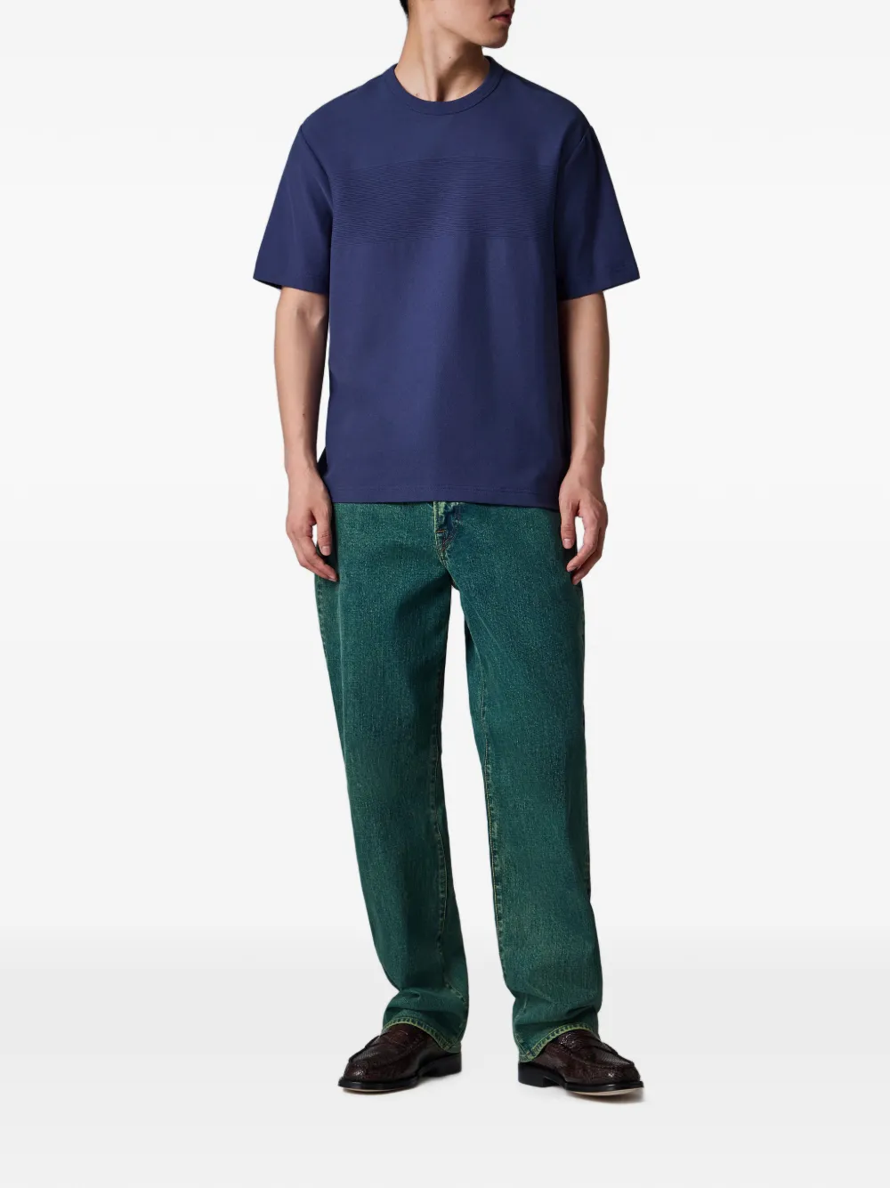 PS Paul Smith T-shirt met geribbeld vlak Blauw