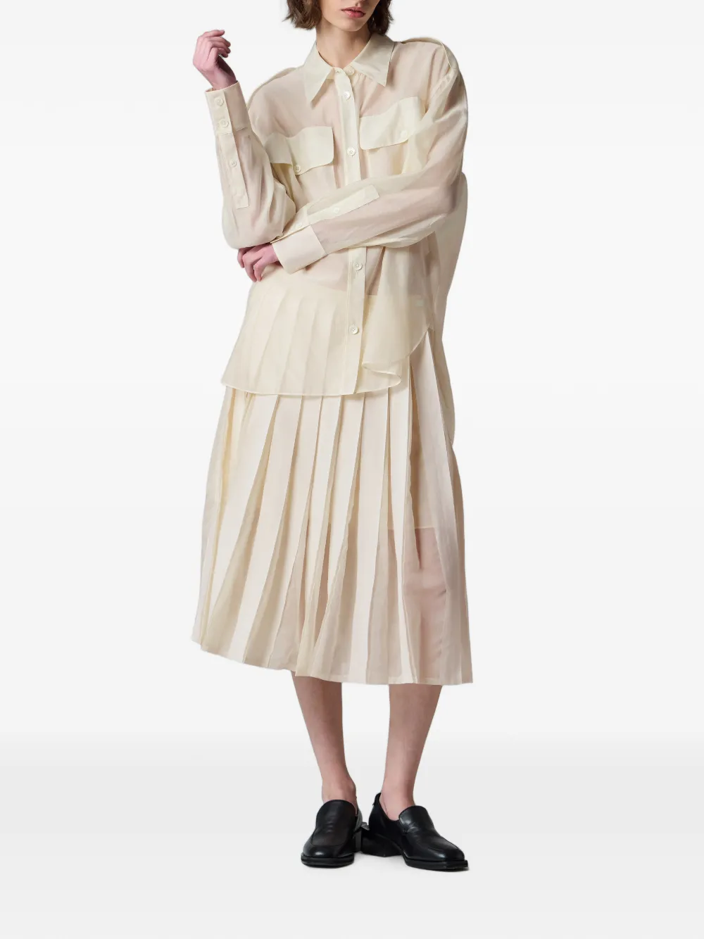 Paul Smith Ecru organza plooirok van katoen-zijde Beige