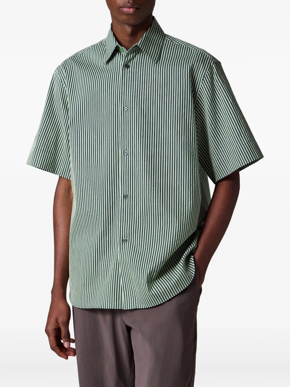 Paul Smith Oversized katoenen-zijden overhemd met groene streep