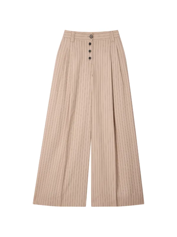 Paul Smith Sand Pinstripe Wide Leg Trousers in Neutrals