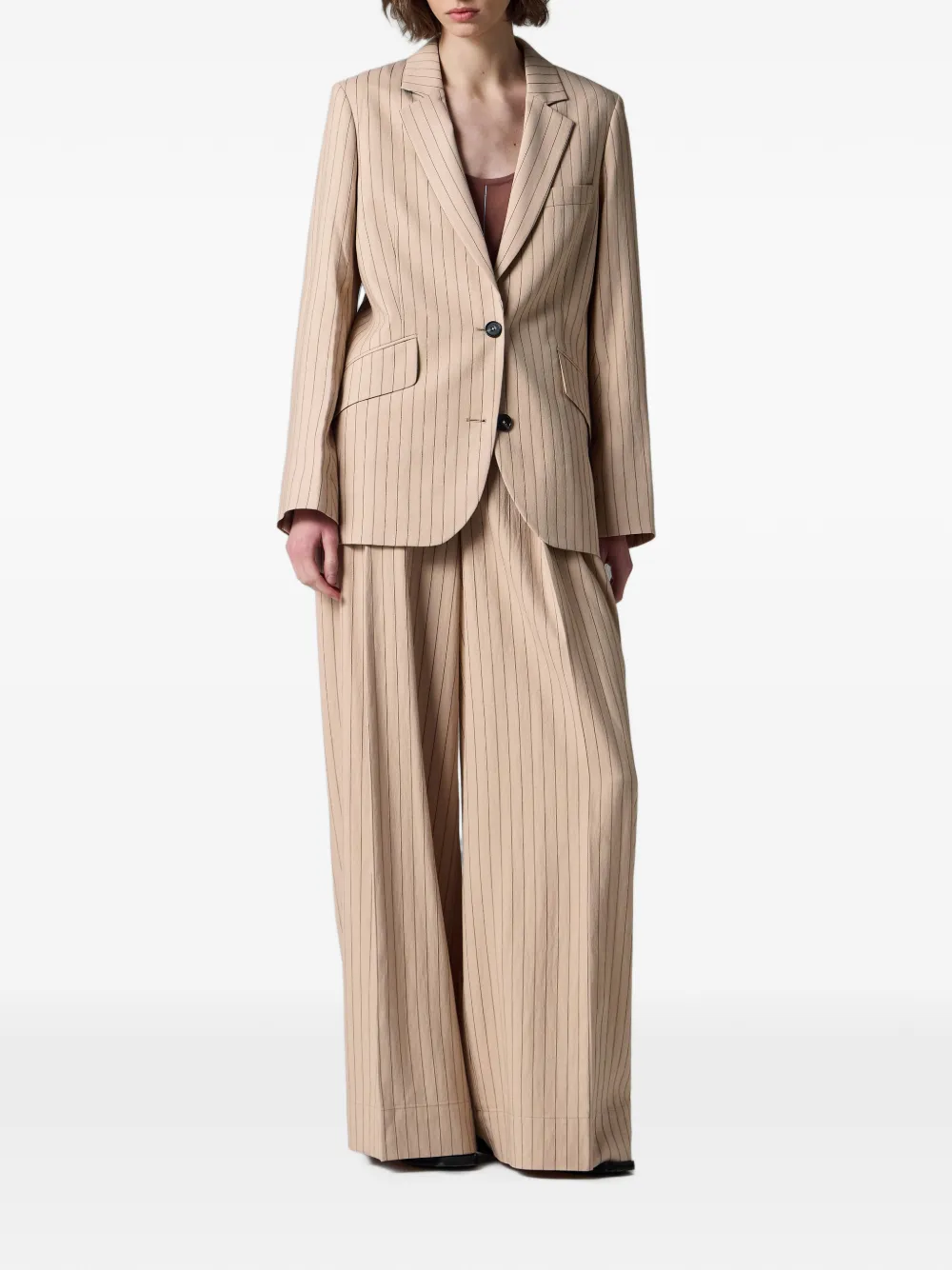 Paul Smith Sand Pinstripe Wide Leg Trousers in Neutrals, view 2