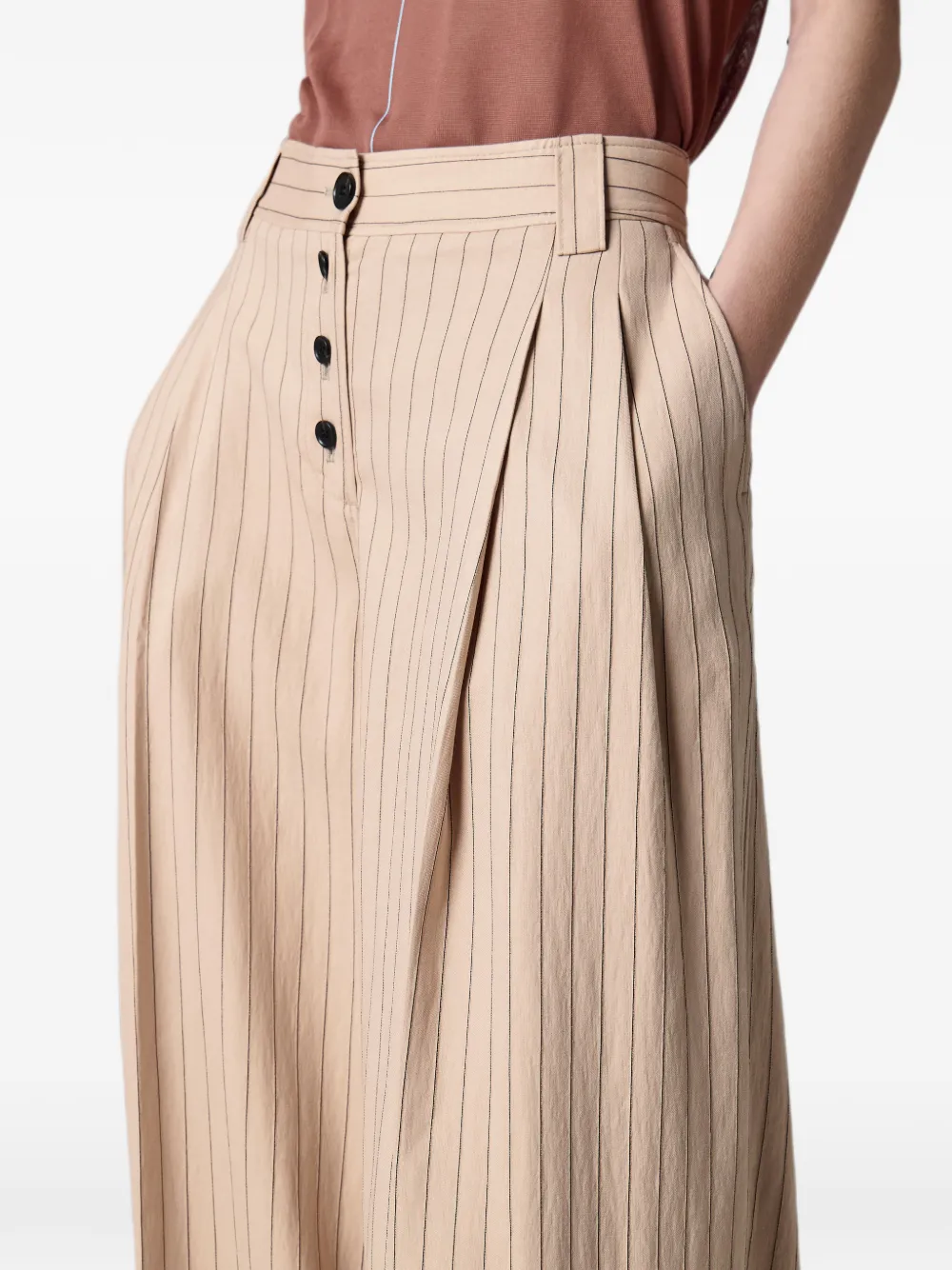 Paul Smith Sand Pinstripe Wide Leg Trousers in Neutrals, view 5