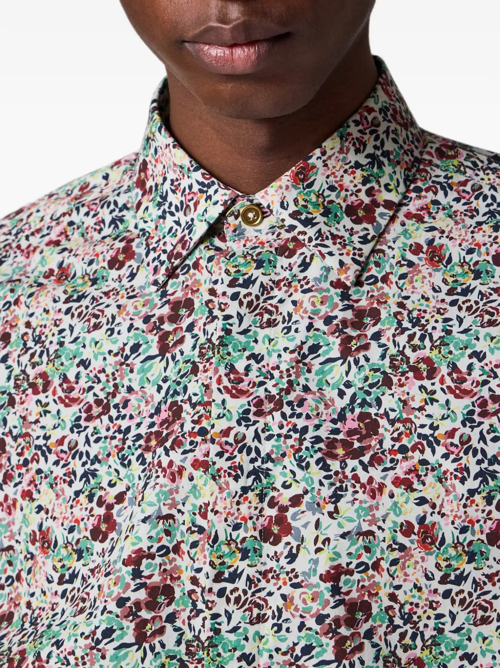 Paul Smith Slim-fit overhemd met veelkleurige bloemen-print Beige