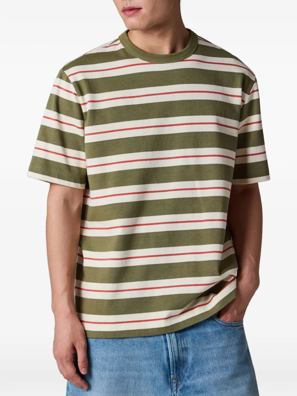 PS Paul Smith Kaki gestreept katoenen T-shirt Groen