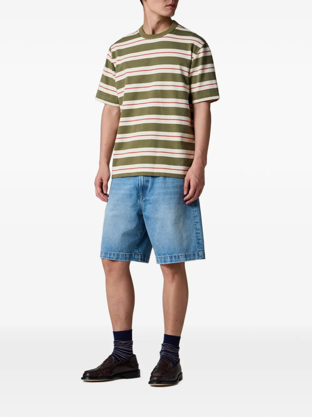 PS Paul Smith Kaki gestreept katoenen T-shirt Groen