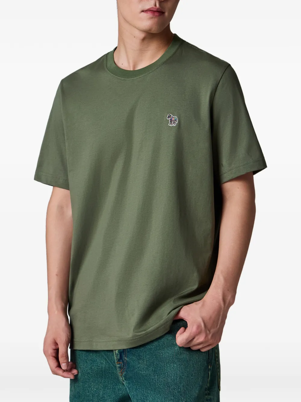 PS Paul Smith Biologisch katoenen T-shirt met Zebra-logo Groen