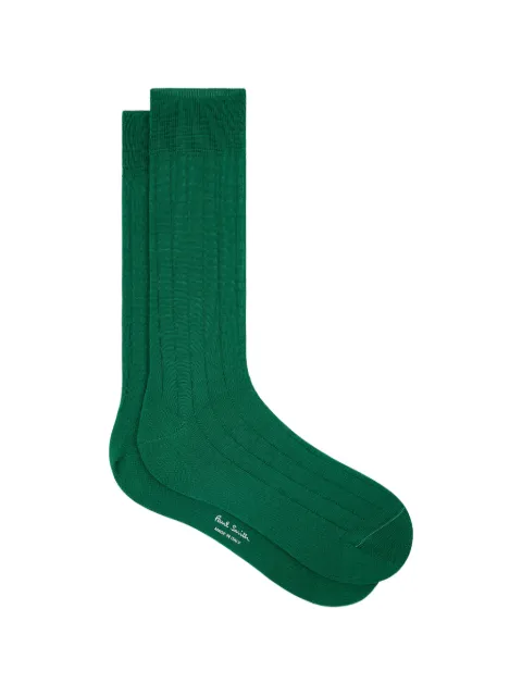 Paul Smith green ribbed cotton-blend socks