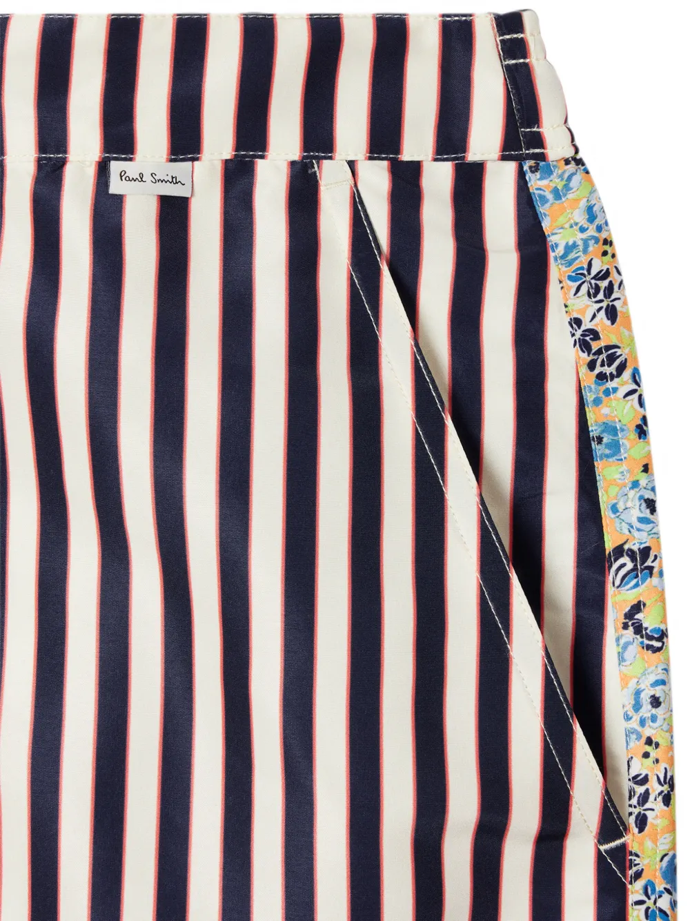 Paul Smith Zwembroek met bloemenprint en streep Beige