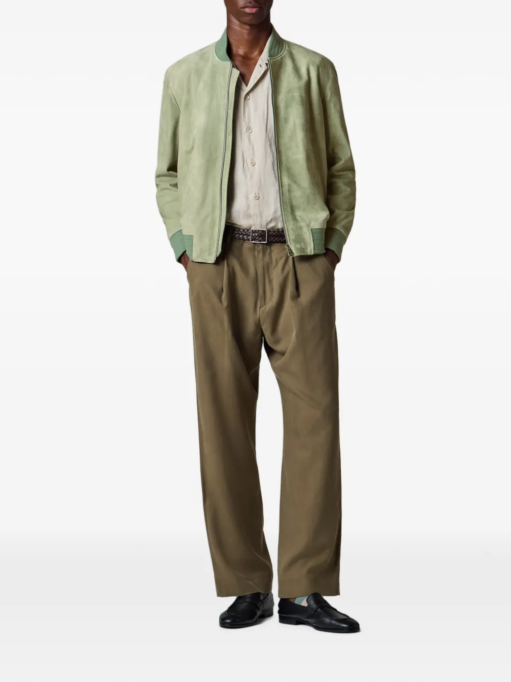 Paul Smith Lichtgroen suède bomberjack