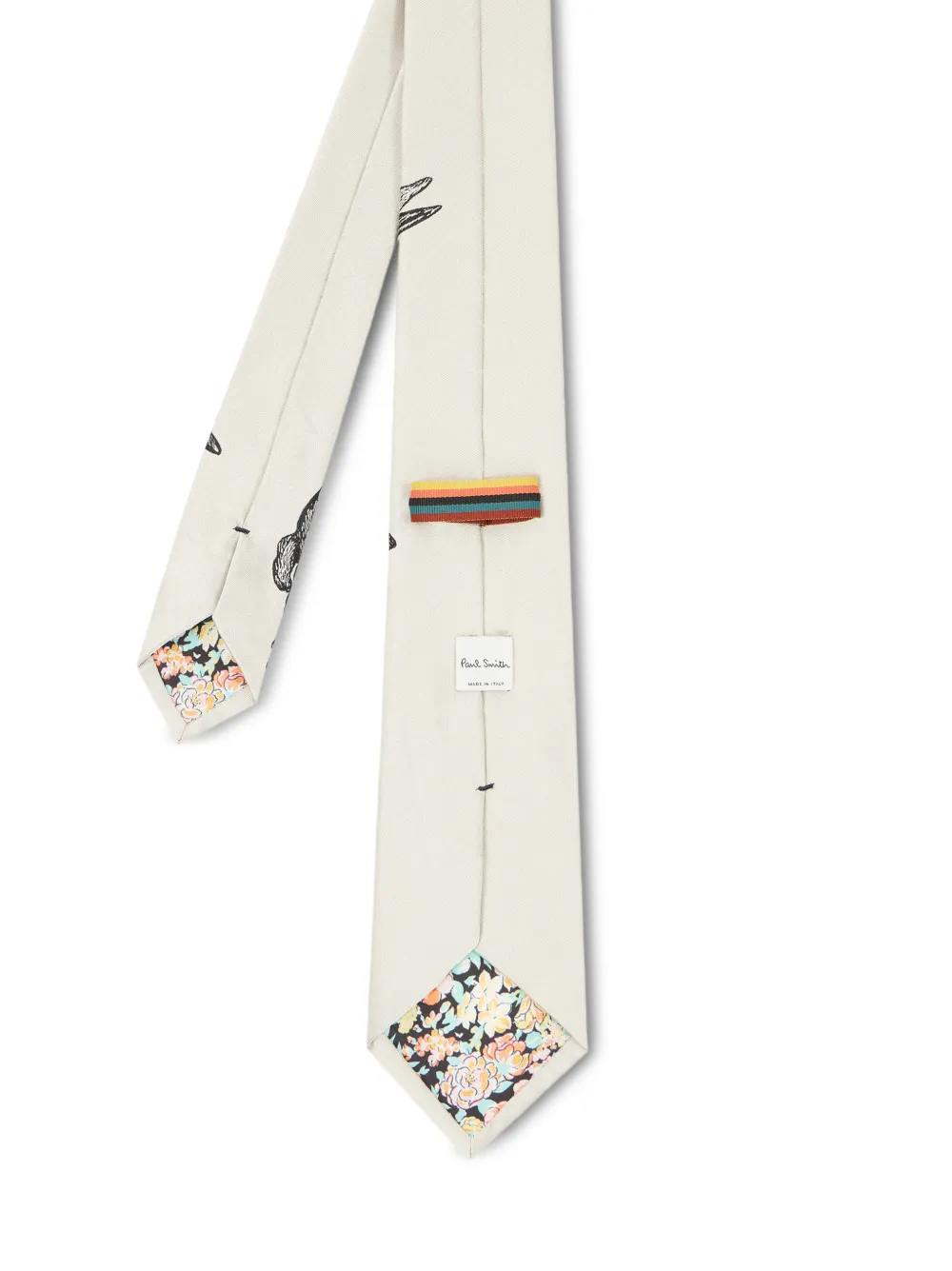 Paul Smith Rabbit zijden stropdas met jacquard Beige