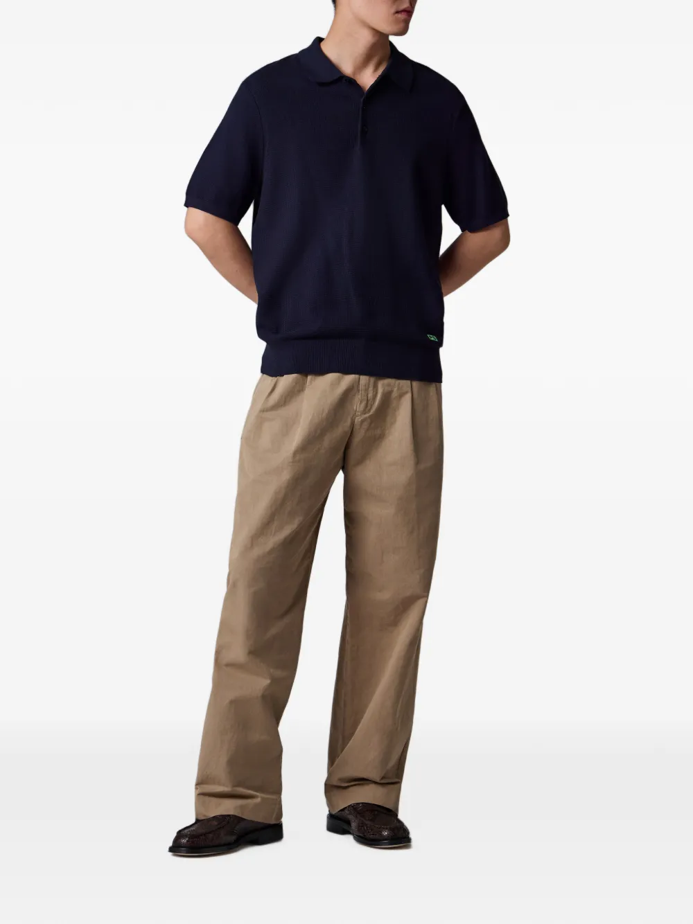 PS Paul Smith Gebreid poloshirt met marineblauwe textuur