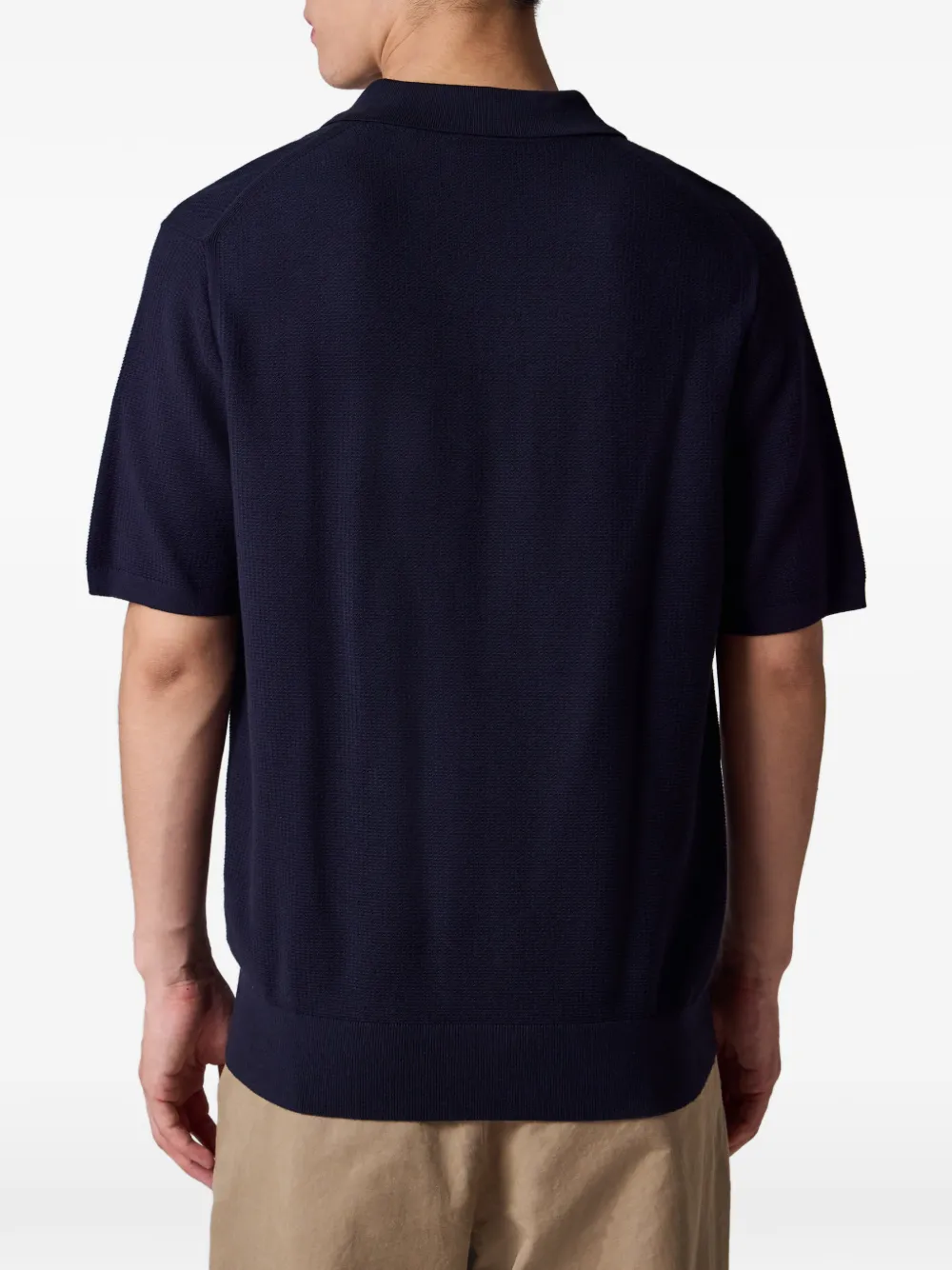 PS Paul Smith Gebreid poloshirt met marineblauwe textuur