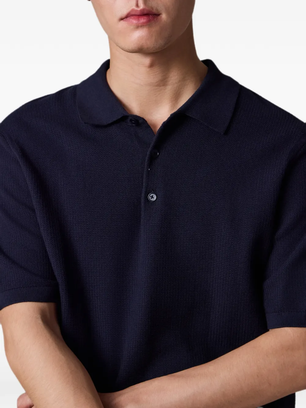 PS Paul Smith Gebreid poloshirt met marineblauwe textuur
