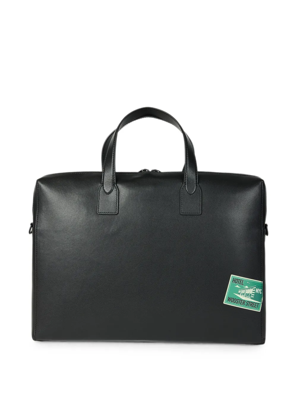 Paul Smith Leren aktetas met grafische print Zwart