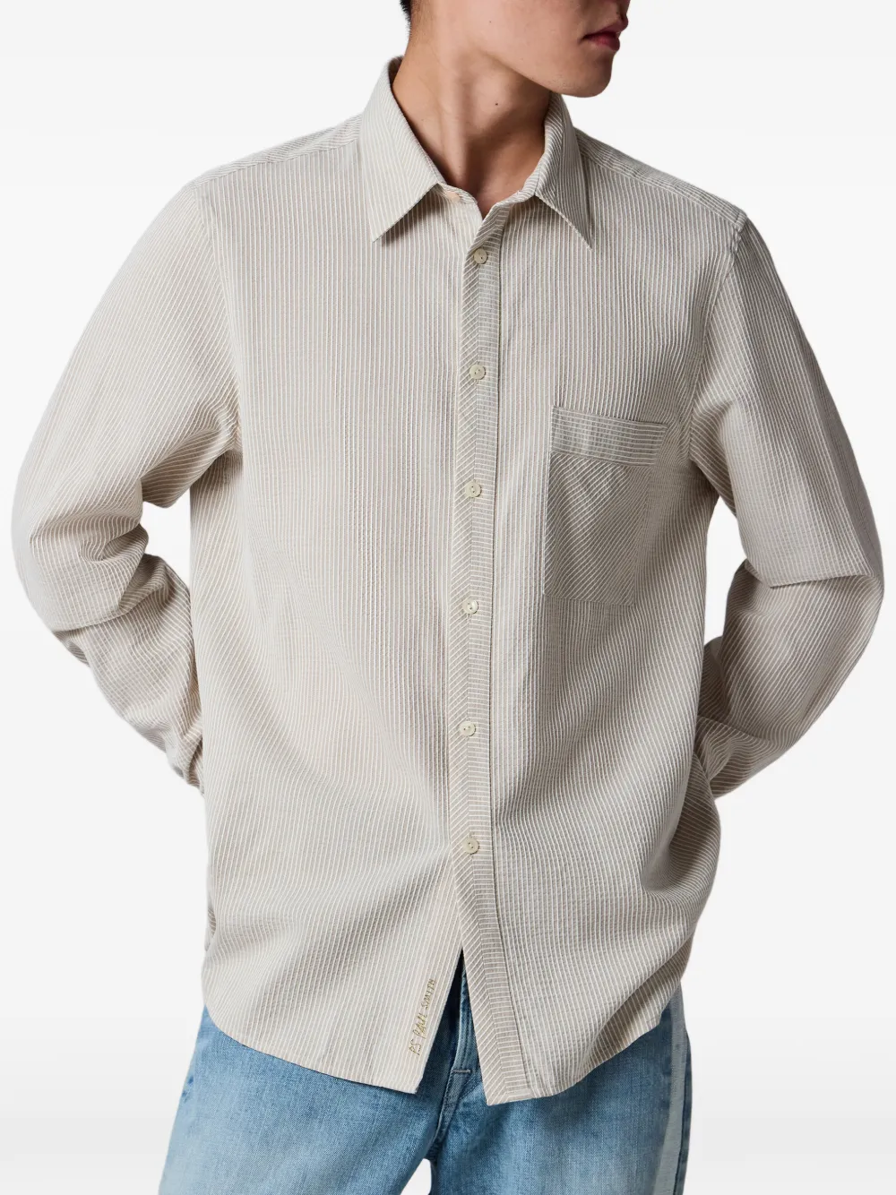 PS Paul Smith Regular-fit overhemd met textuur streep Beige