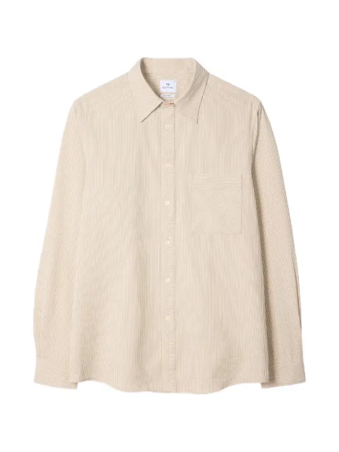 PS Paul Smith regular-fit taupe textured-stripe shirt