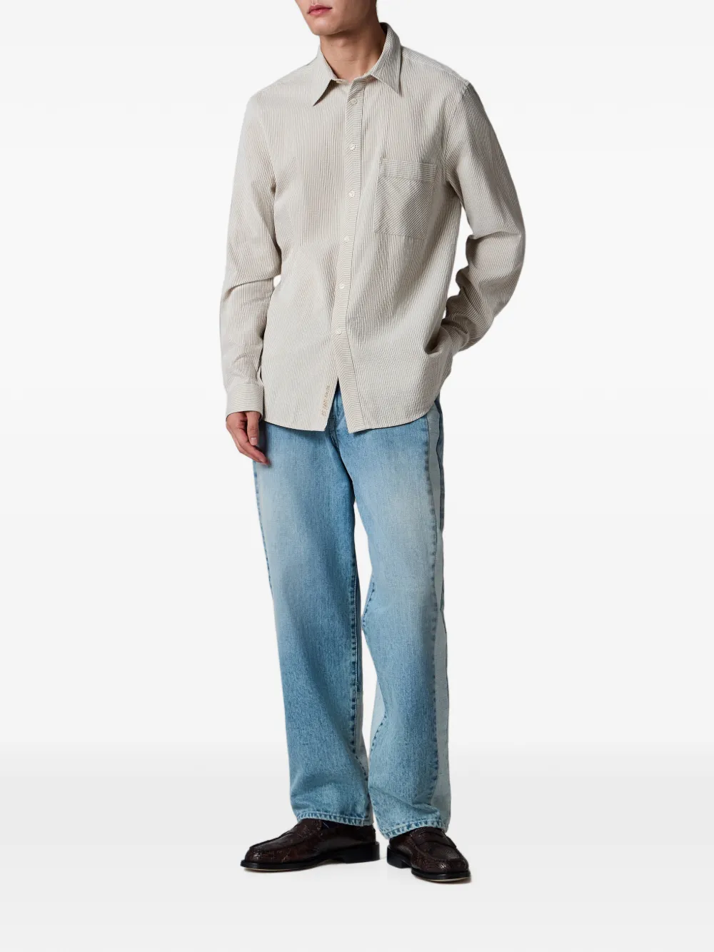 PS Paul Smith Regular-fit overhemd met textuur streep Beige