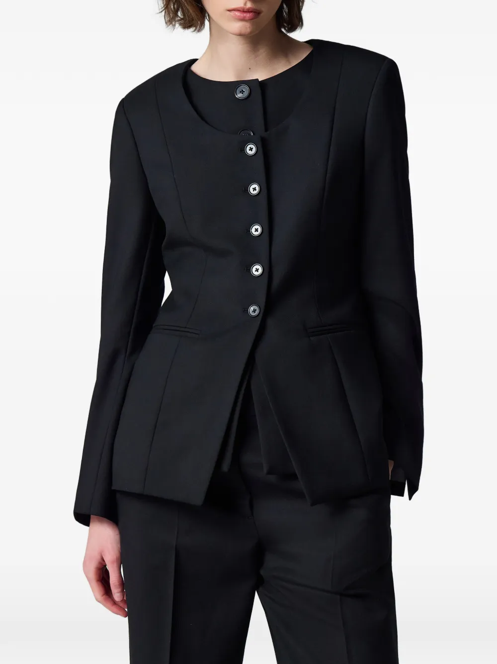 Paul Smith A Suit To Travel In kraagloze blazer Zwart
