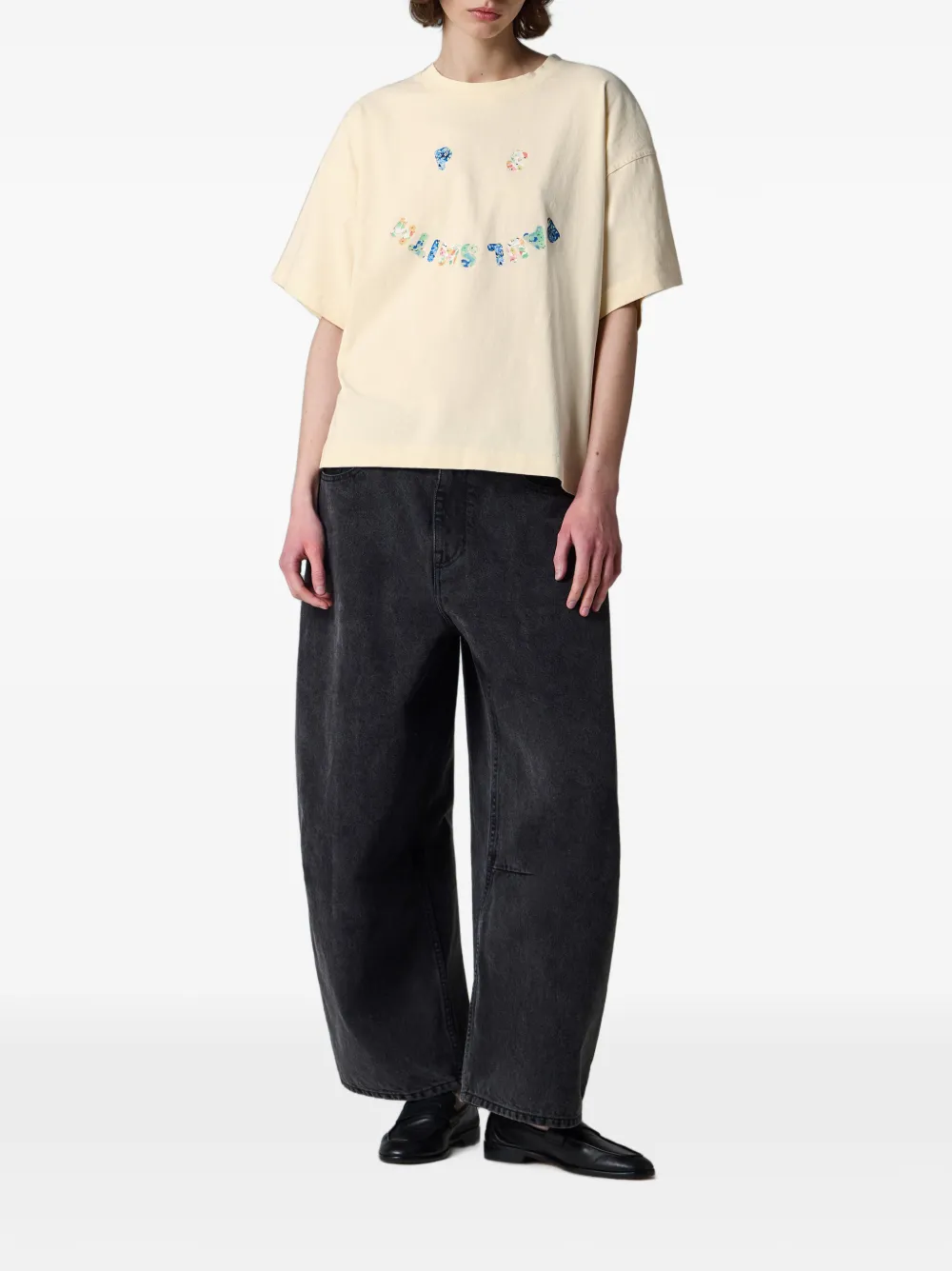 Paul Smith Happy T-shirt met bloemen Beige