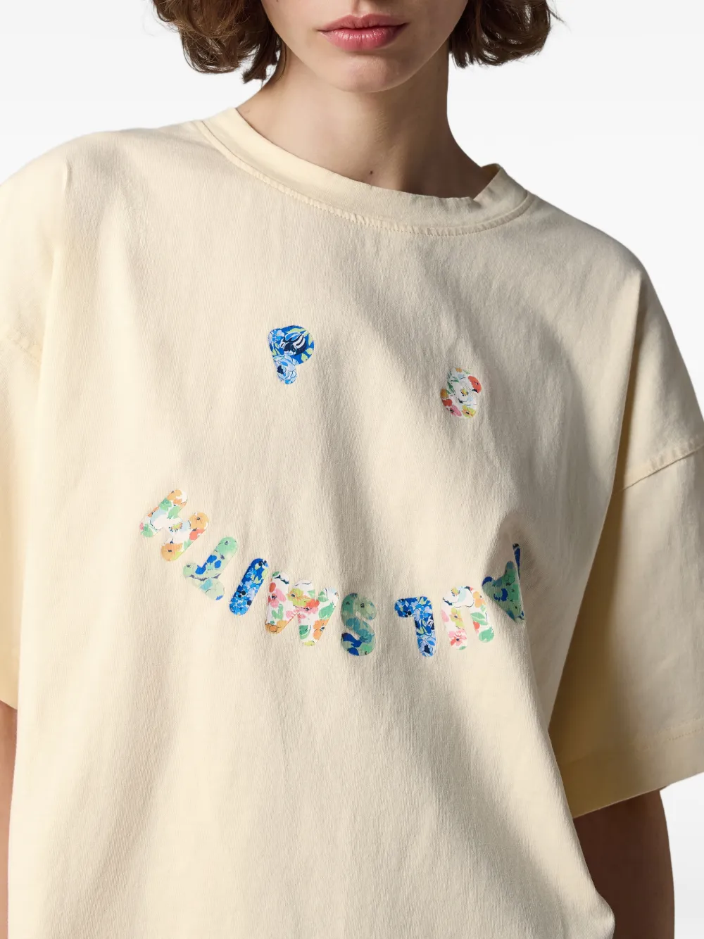 Paul Smith Happy T-shirt met bloemen Beige